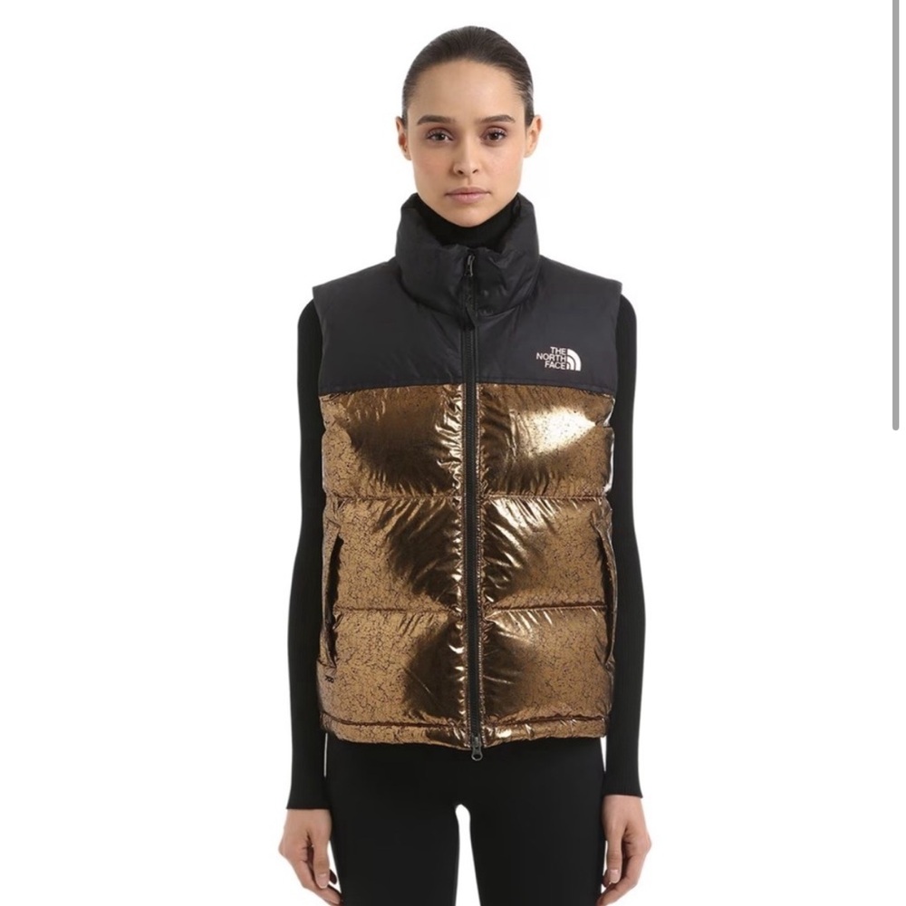 The North Face Women's Black and Gold Shimmer Vest